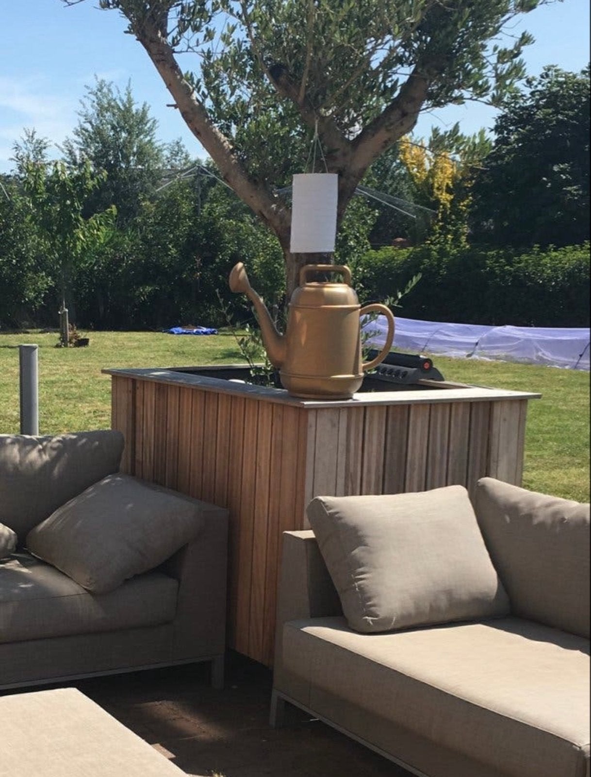 Houten plantenbak  tuin met plastic binnenbak bv olijfboom, Ophalen, Gebruikt, 100 cm of meer, 60 cm of meer