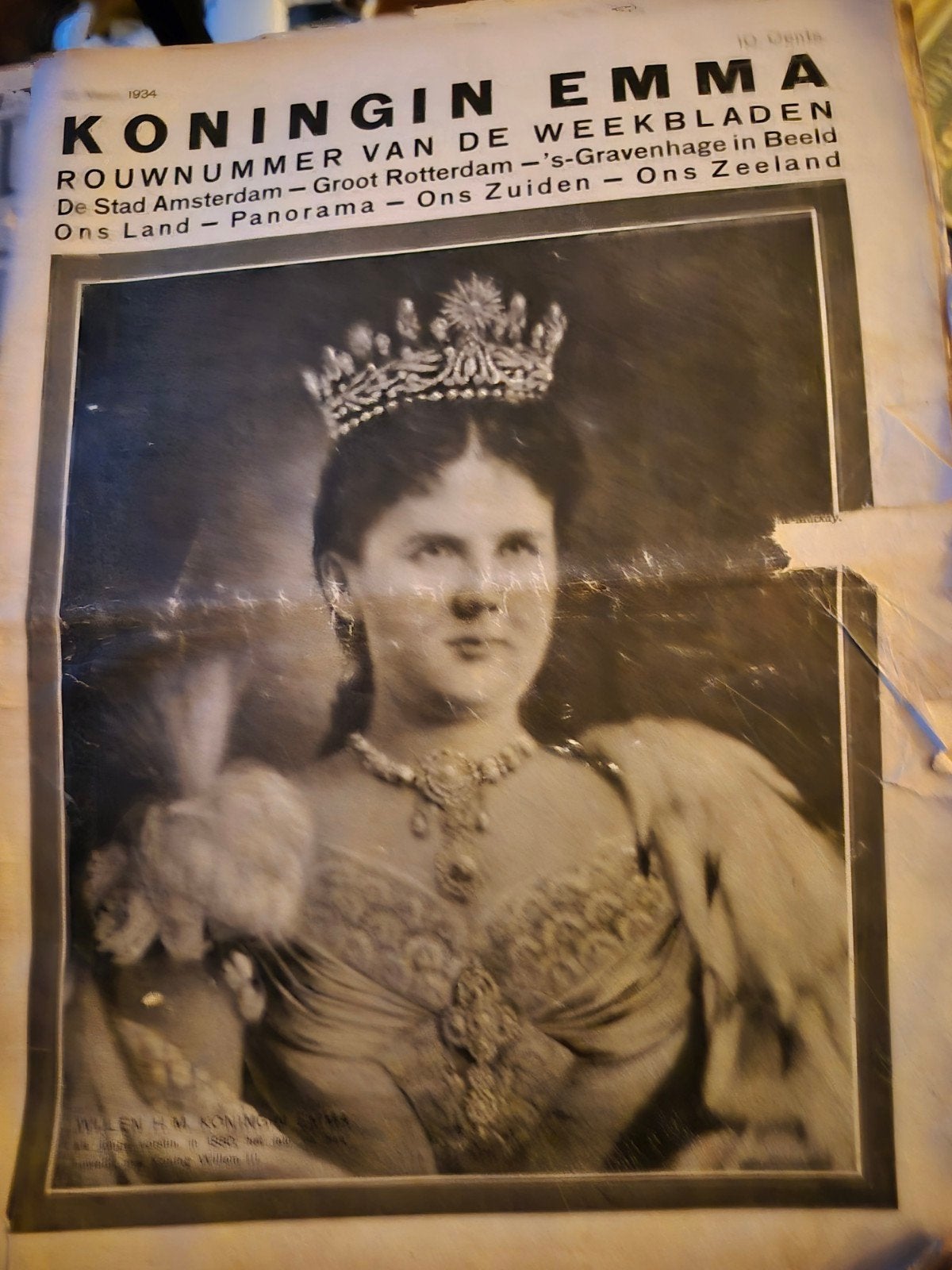 Koningin Emma Rouwnummer Weekbladen 1934, Verzamelen, Ophalen of Verzenden, Overige typen
