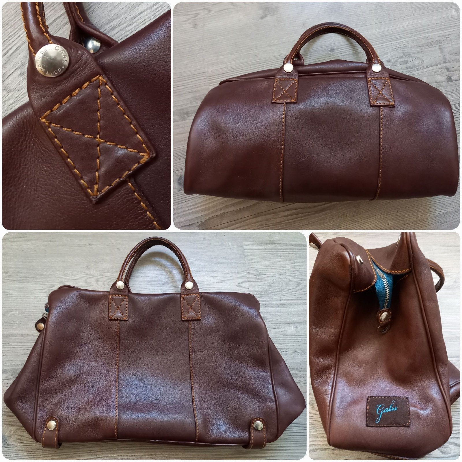 GABS bruin leren weekendtas unisex, Verzenden, Zo goed als nieuw, Bruin, Handtas