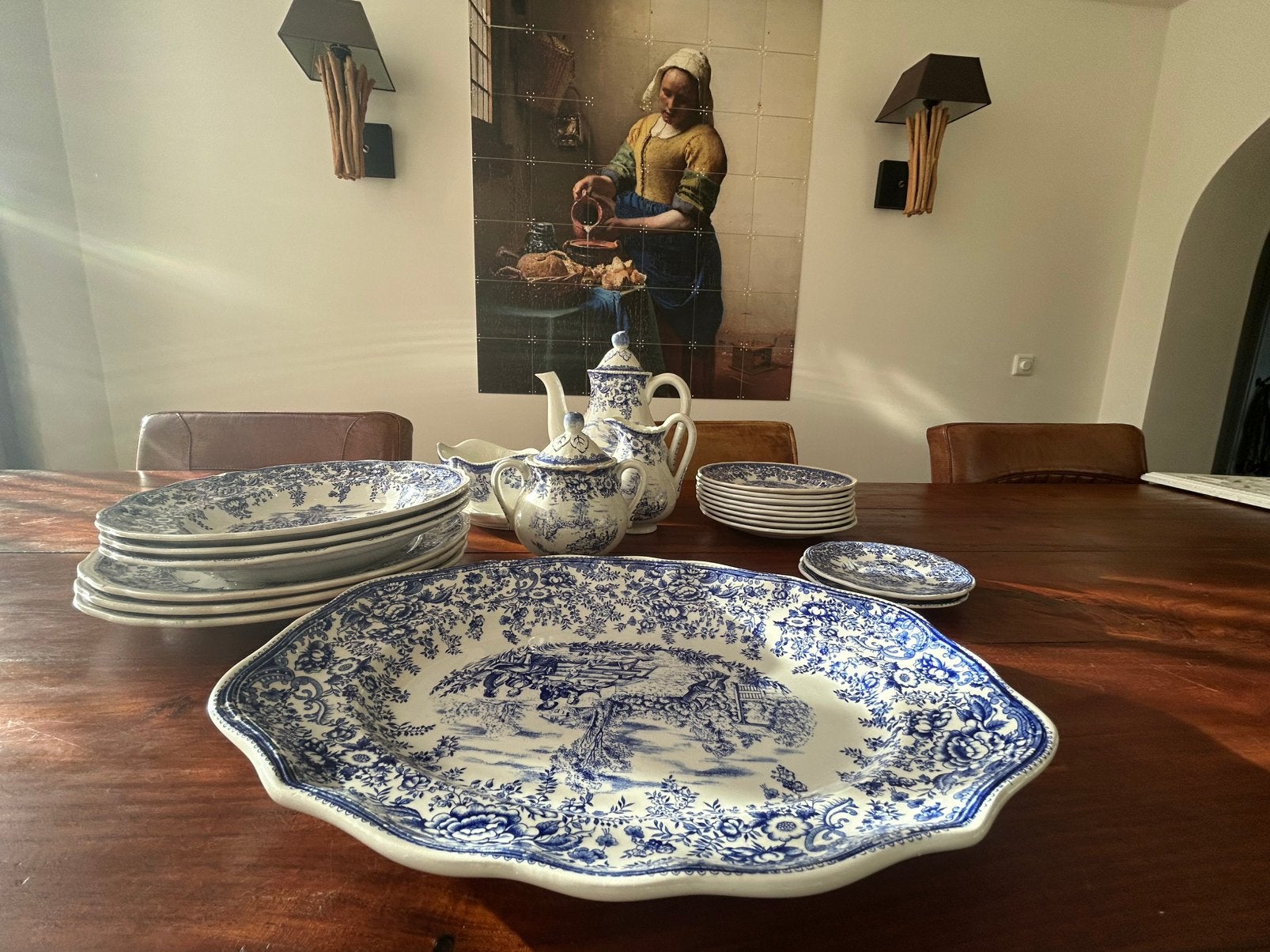 Antiek Luneville Toile de Jouy deel servies, Ophalen