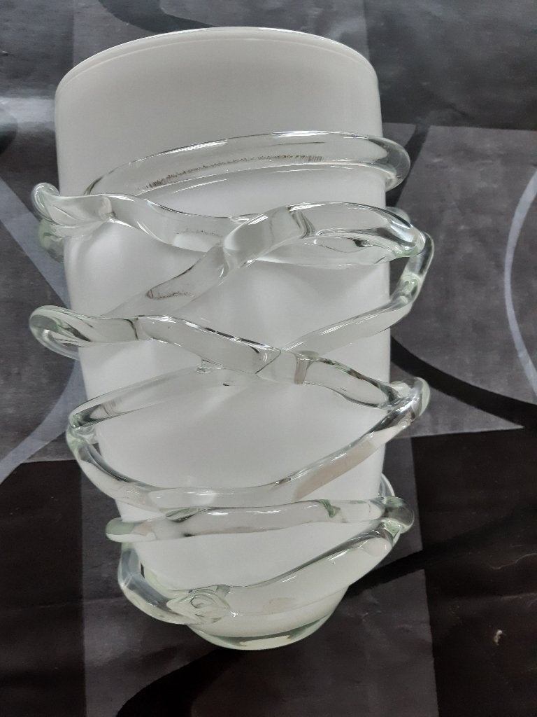 3 witte nieuwe glazen vazen bloempotten, Tuin en Terras, Bloempotten, Ophalen, Overige materialen, Rond, Binnen