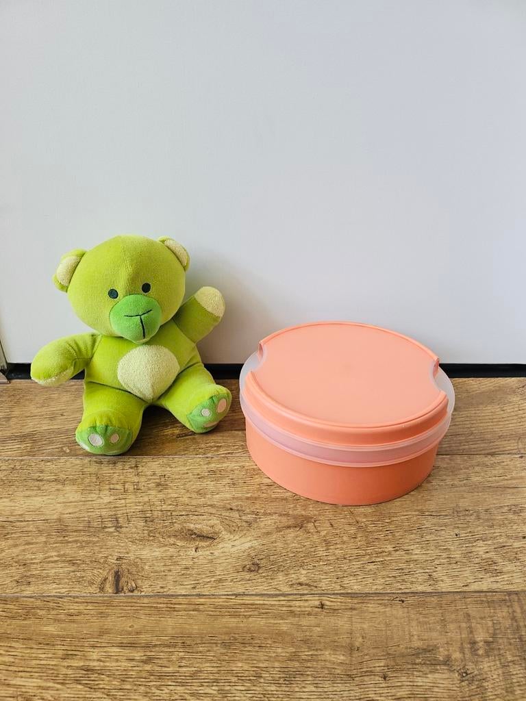 Tupperware zalmkleurige vensterdoos koektrommel, Ophalen of Verzenden, Zo goed als nieuw, Bus of Trommel