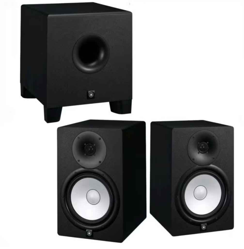 2 x Yamaha HS8 + HS8S subwoofer set + gratis monitor stands