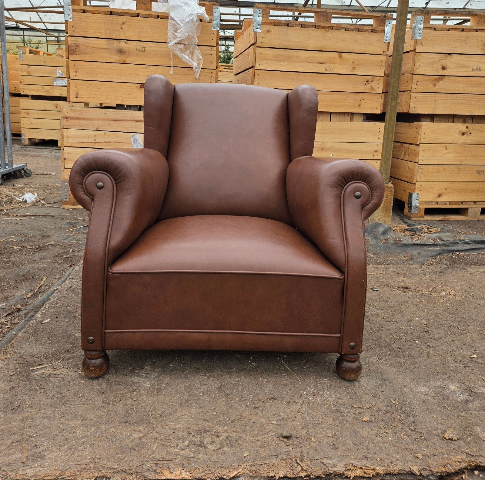Klassieke Engelse Oorfauteuil - Chesterfield Stijl, Huis en Inrichting, Ophalen, Gebruikt, 75 tot 100 cm, Klassiek, Landelijk
