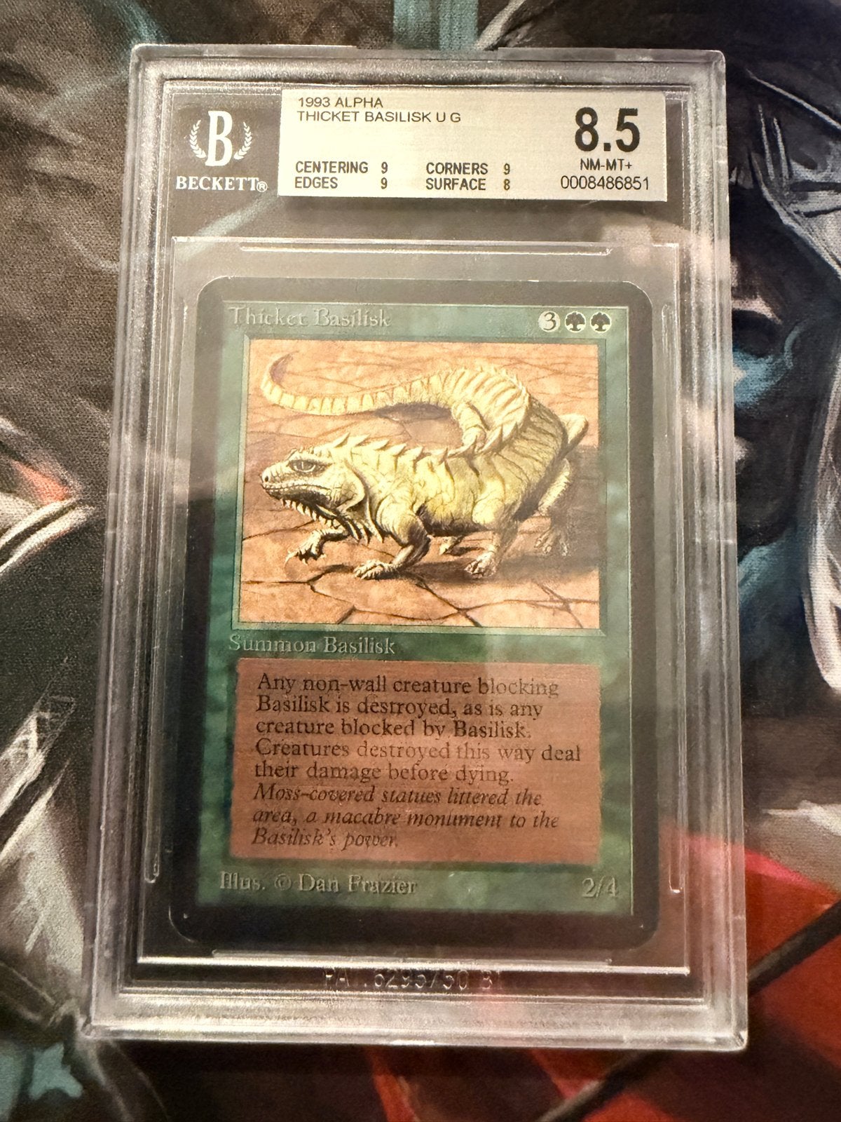 Magic: The Gathering Alpha Thicket Basilisk BGS 8.5, Ophalen of Verzenden, Zo goed als nieuw, Losse kaart