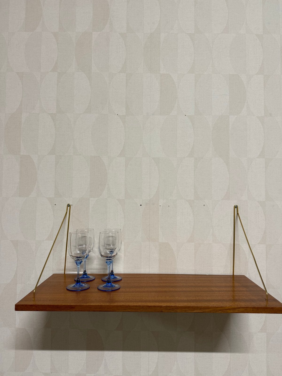 Vintage Teak Wandplank met Messing Beugels deens design, Vintage, Gebruikt, Vintage, Vintage