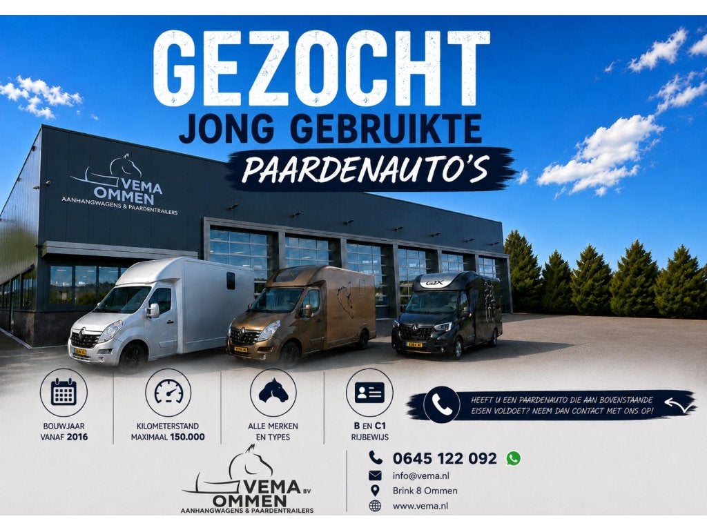 Gezocht 2p auto's inkoop of voor trailerruil. Vema BV Ommen, Dieren en Toebehoren, Gebruikt, Overige typen