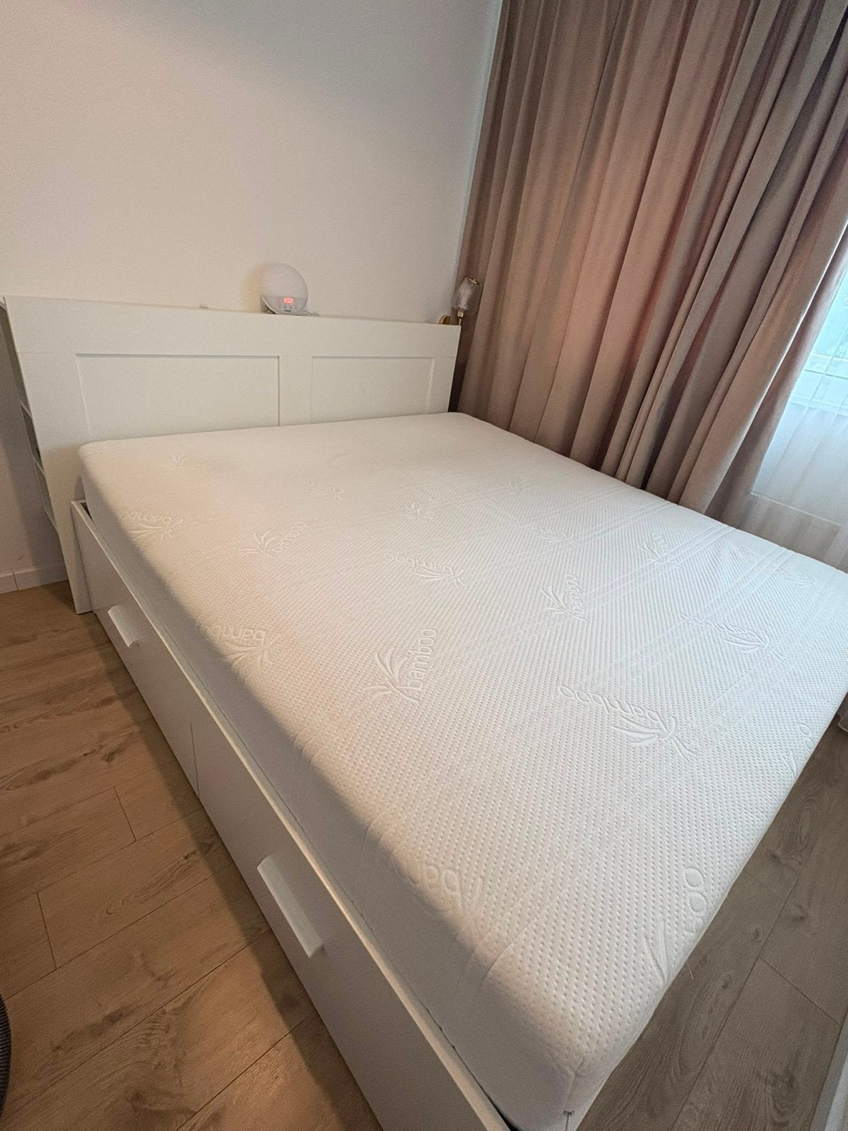 Ikea Bed brimnes met lades en matras - 180cm breed, Ophalen, Wit, Tweepersoons, Zo goed als nieuw