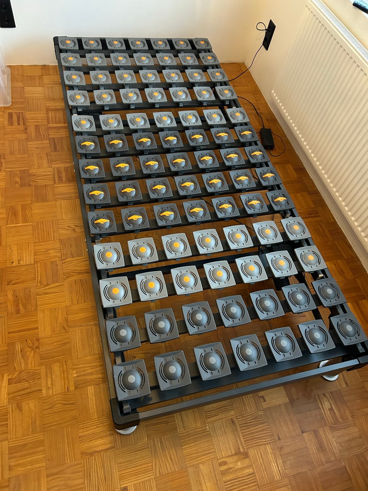 Verstelbare bed met schotelbodem 220x100cm, Ophalen, Eenpersoons, Zo goed als nieuw, Metaal