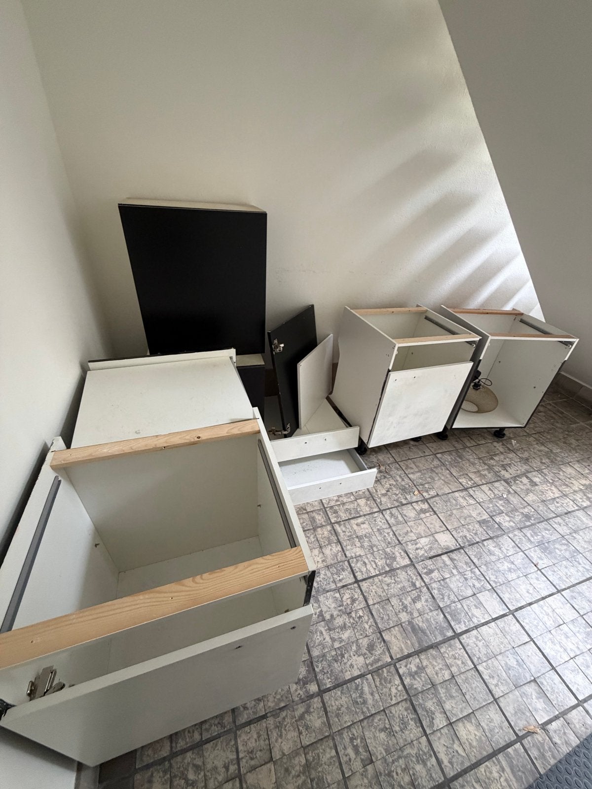 Gedemonteerd Bruynzeel keukenblok met RVS werkblad 180cm, Ophalen, Gebruikt, Wit, 150 tot 200 cm