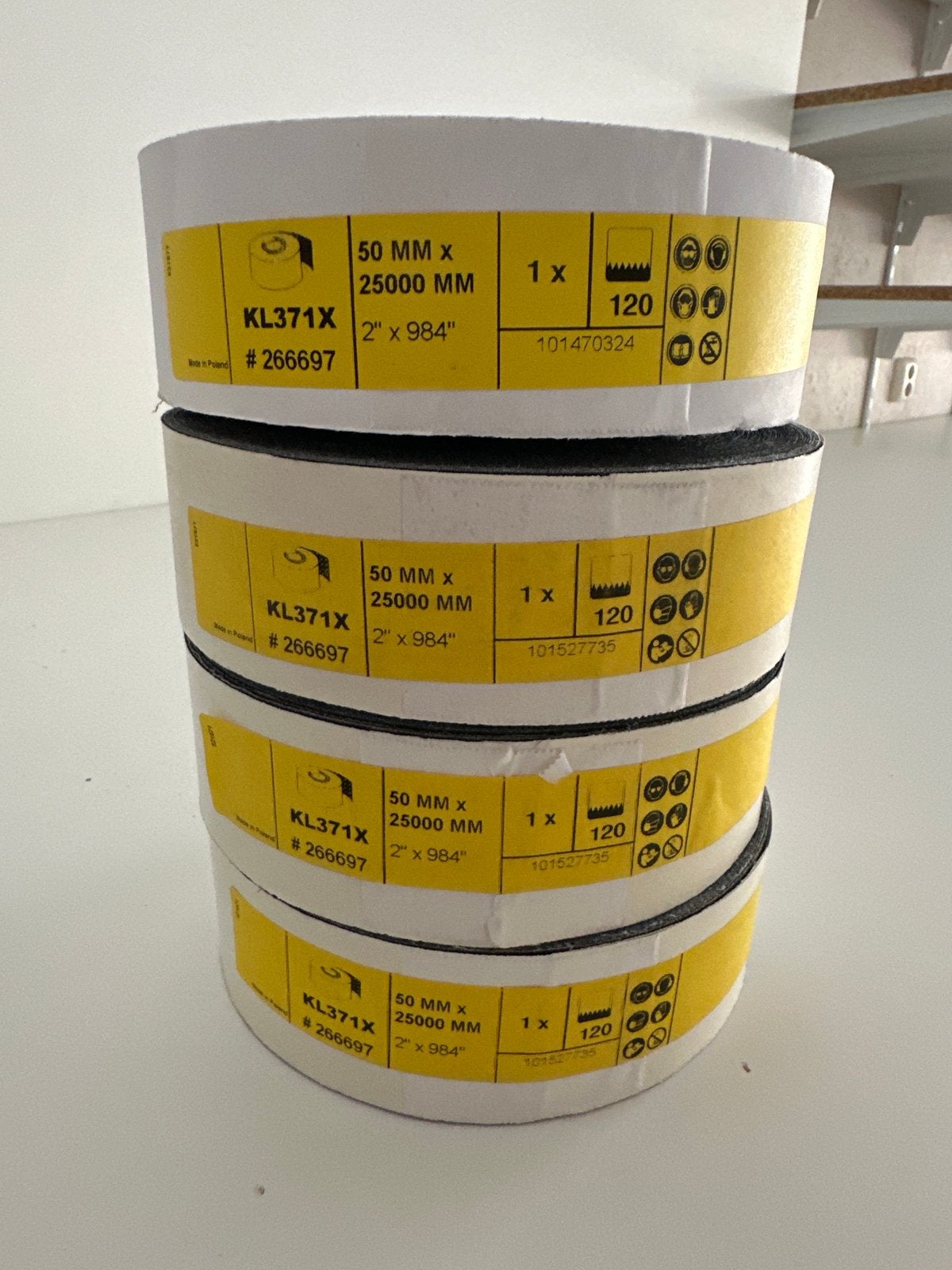 4 rol Klingspor KL371X Schuurrollen 50mm x 25m, Korrel 120, Ophalen of Verzenden, Nieuw, 1000 watt of meer, Overige typen