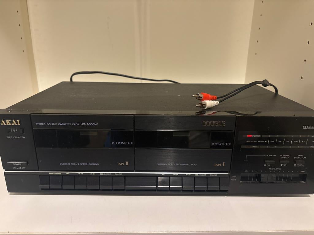 Akai HX-A305W Stereo Dubbel Cassettedeck, Audio, Tv en Foto, Cassettedecks, Ophalen of Verzenden, Dubbel, Overige merken, High speed dubbing