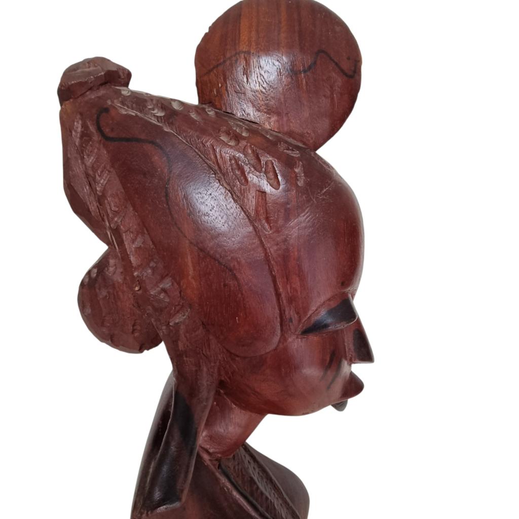 Handgesneden buster van een Afrikaanse vrouw - Ebony hardhou, Ophalen of Verzenden