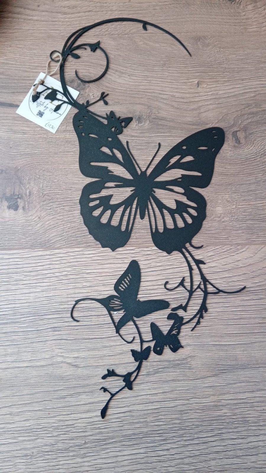 Metalen decoratie vlinders 43 x 18 cm, Zwart, Nieuw, Ophalen of Verzenden, Metaal