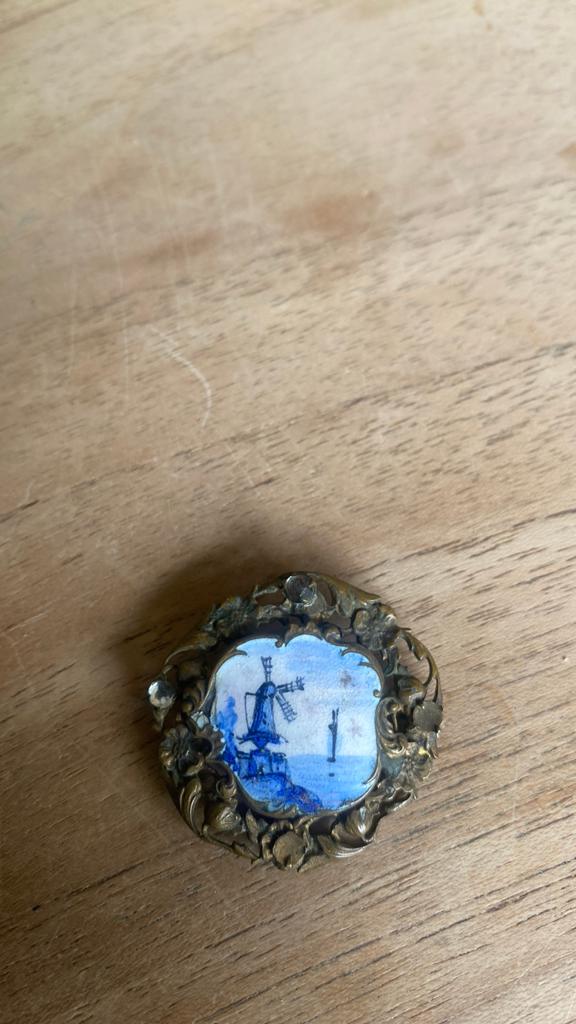 Broche delfts blauw, Ophalen, Blauw, Overige materialen