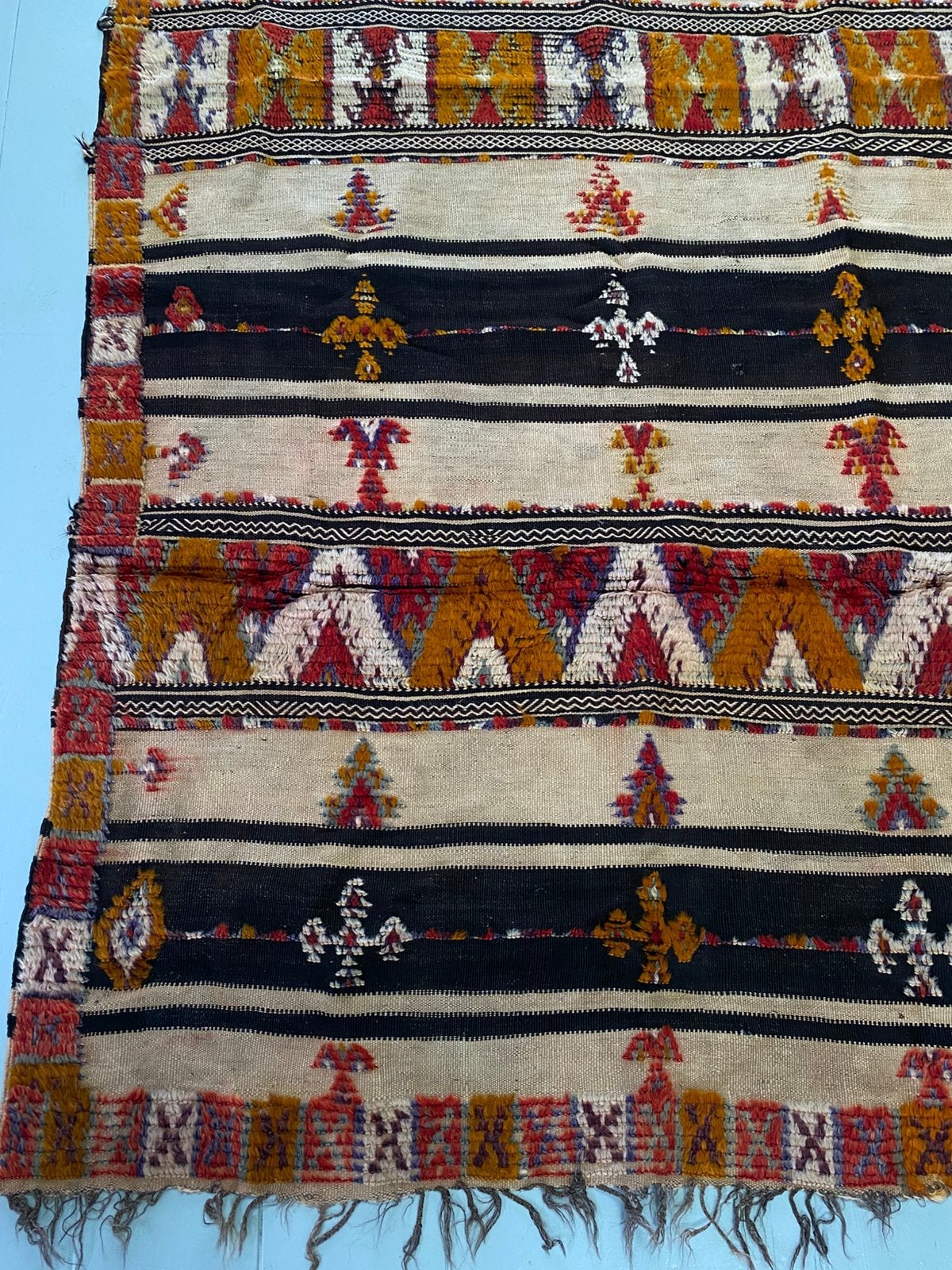 Authentiek Marokkaans Berber Kelim Kleed, Gebruikt, 100 tot 150 cm, Overige kleuren, 200 cm of meer