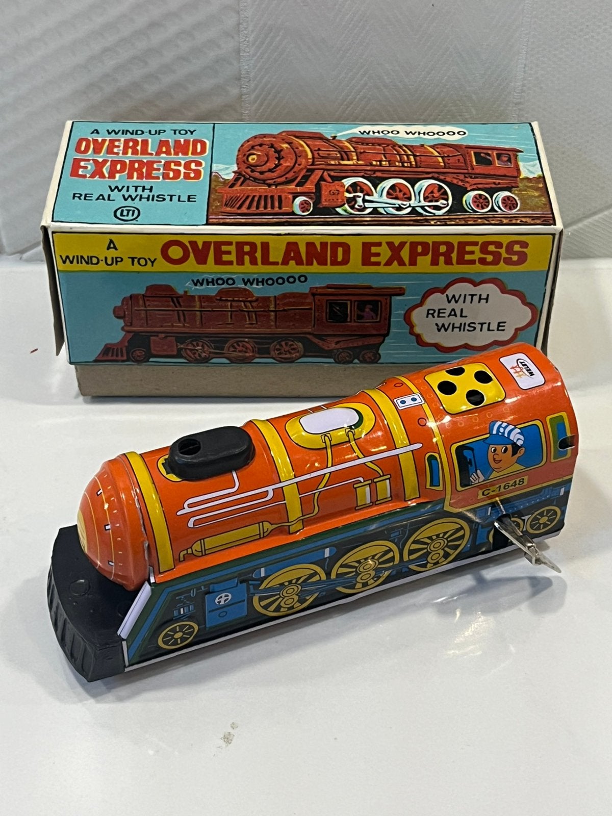 Blikken speelgoed  Overland Express Wind-Up Locomotief Doos, Verzamelen, Speelgoed, Verzenden, Gebruikt