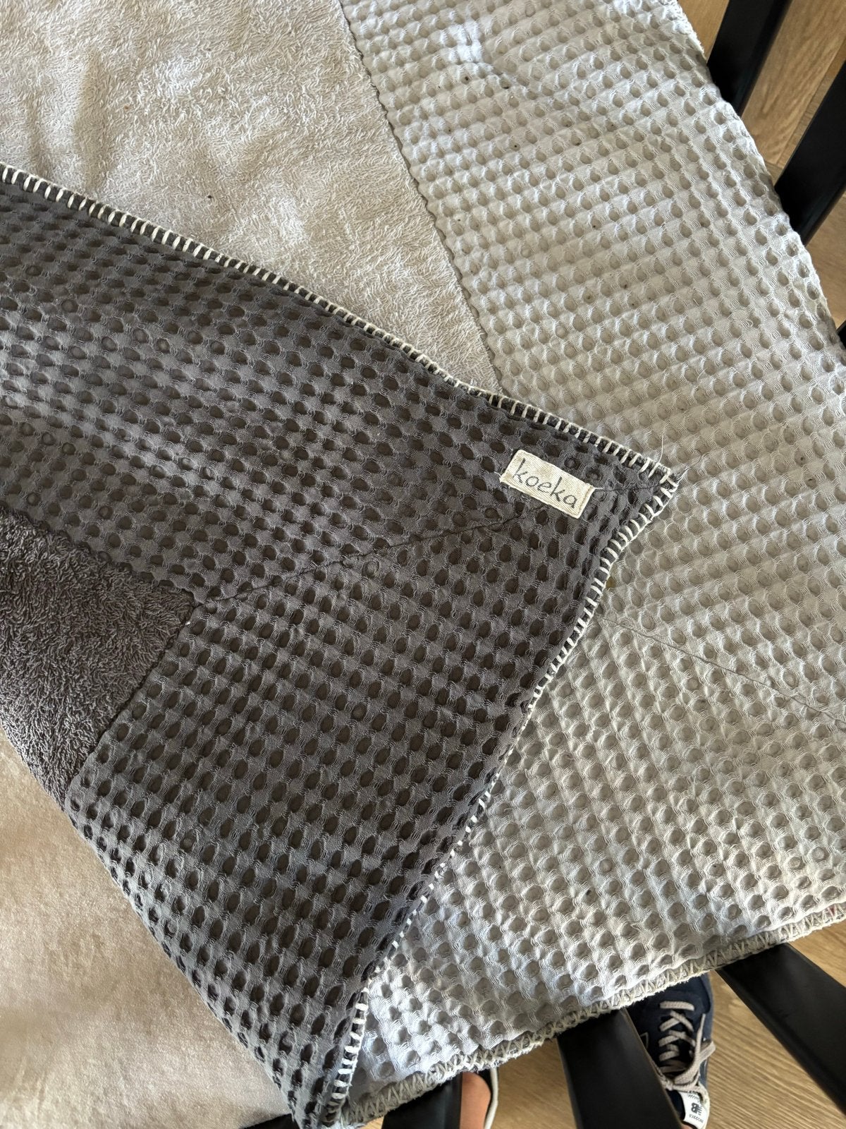 Koeka boxkleed wafelstof grijs, Kinderen en Baby's, Boxen, Ophalen, Gebruikt, Boxkleed