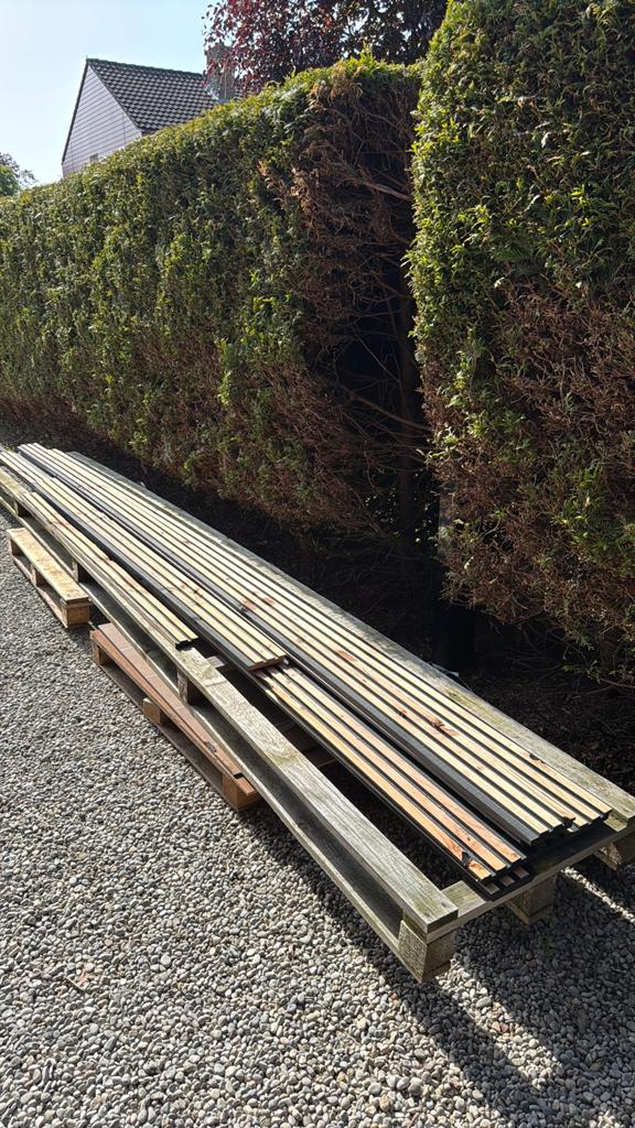 Koopje! TRIPLE RHOMBUS RABAT – DOUGLAS 2-TONE – 25 X 140 MM, Ophalen, Minder dan 25 mm, Zo goed als nieuw, Plank