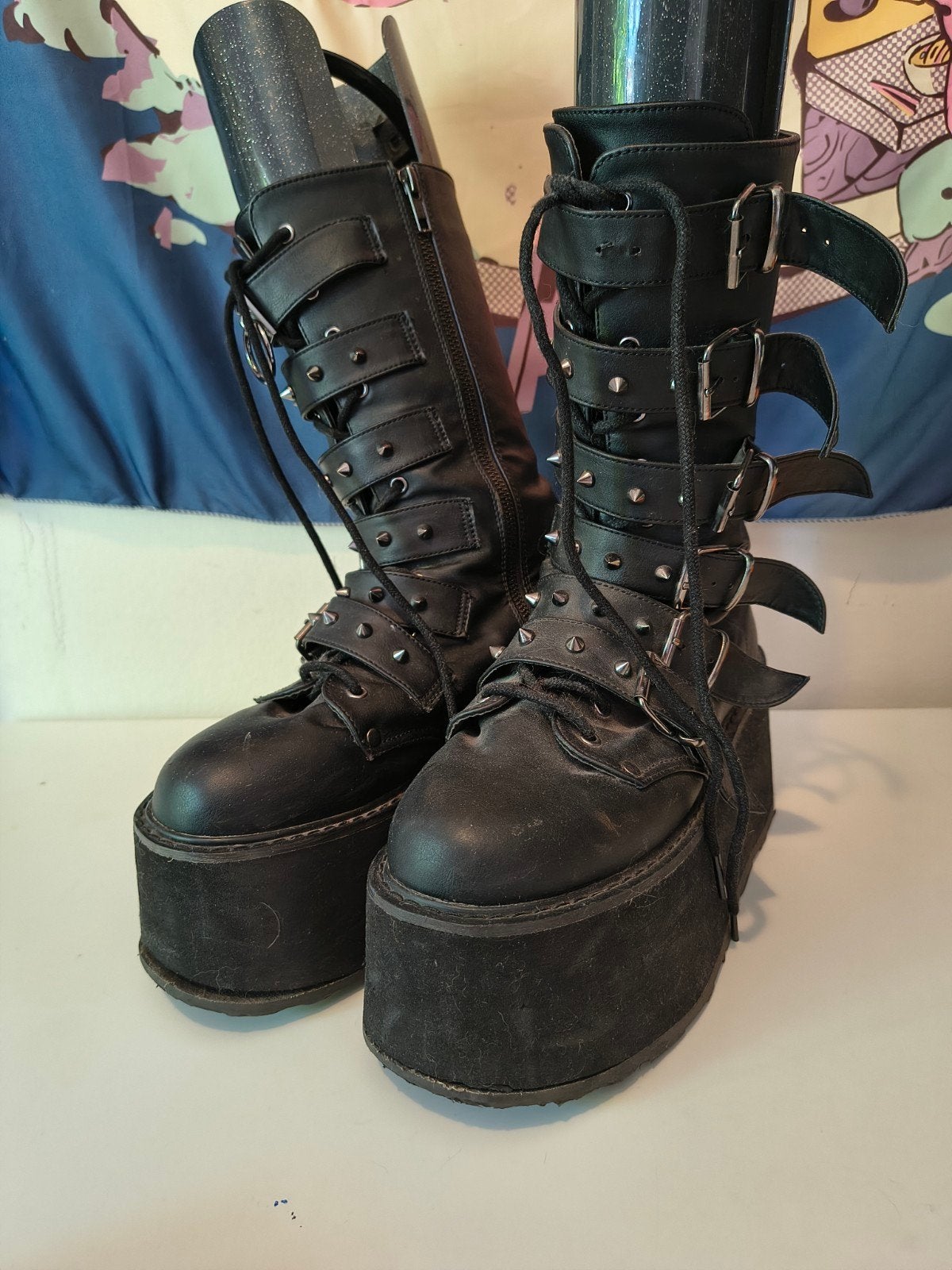 Zwarte Demonia Damned platform schoenen, Kleding | Dames, Schoenen, Ophalen, Hoge laarzen, Zwart, Gedragen