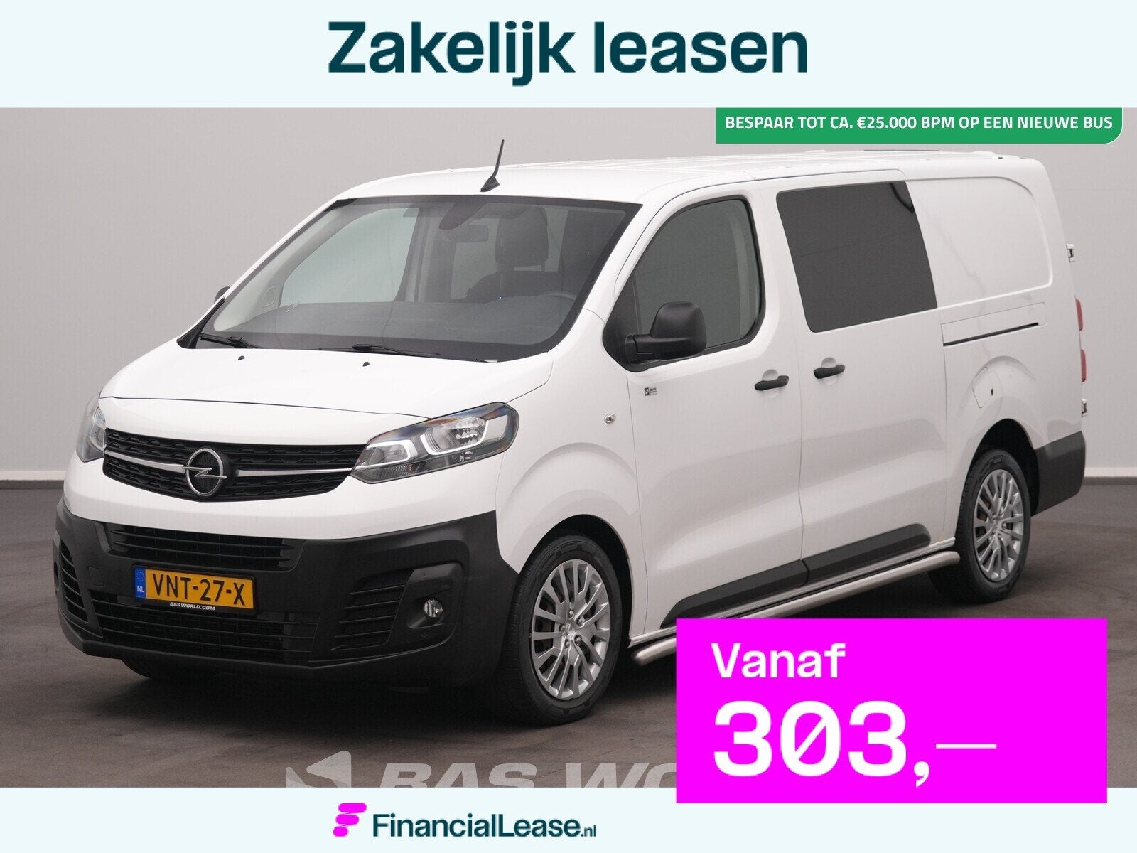 Opel Vivaro 145PK Dubbel Cabine 2x Schuifdeur Automaat L3H1, Stof, Euro 6, 4 cilinders, Wit