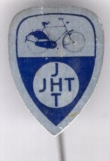 J.H.T. blik rijwielen fietsen speldje ( H_101), Verzenden, Zo goed als nieuw, Transport, Speldje of Pin