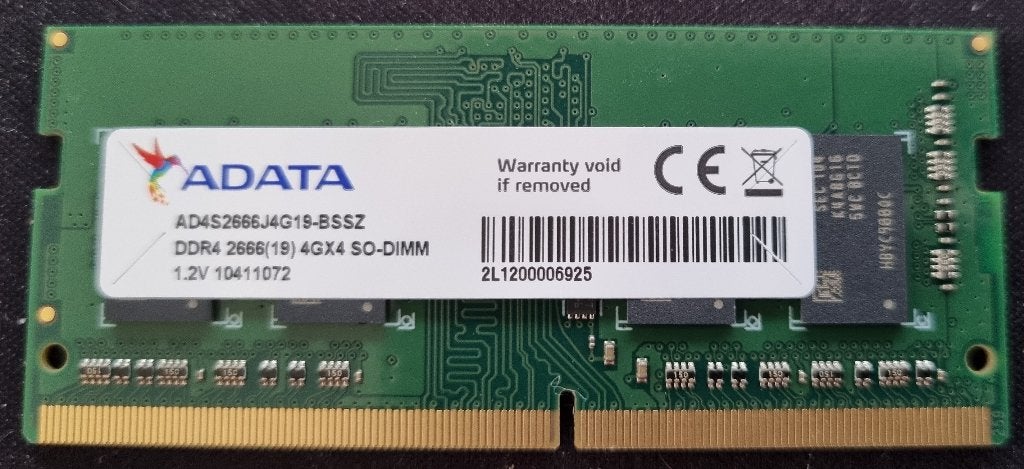 SODIMM DDR4-2666 4gb uit Qnap NAS, DDR4, Ophalen of Verzenden, Zo goed als nieuw, Laptop
