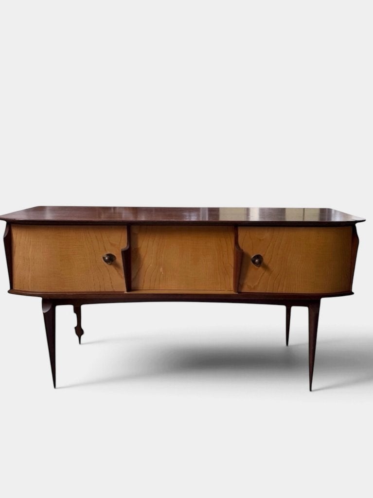 Mid century dressoir, vintage design tv-meubel, wandkast, Huis en Inrichting, Ophalen, Gebruikt, 100 tot 150 cm, -