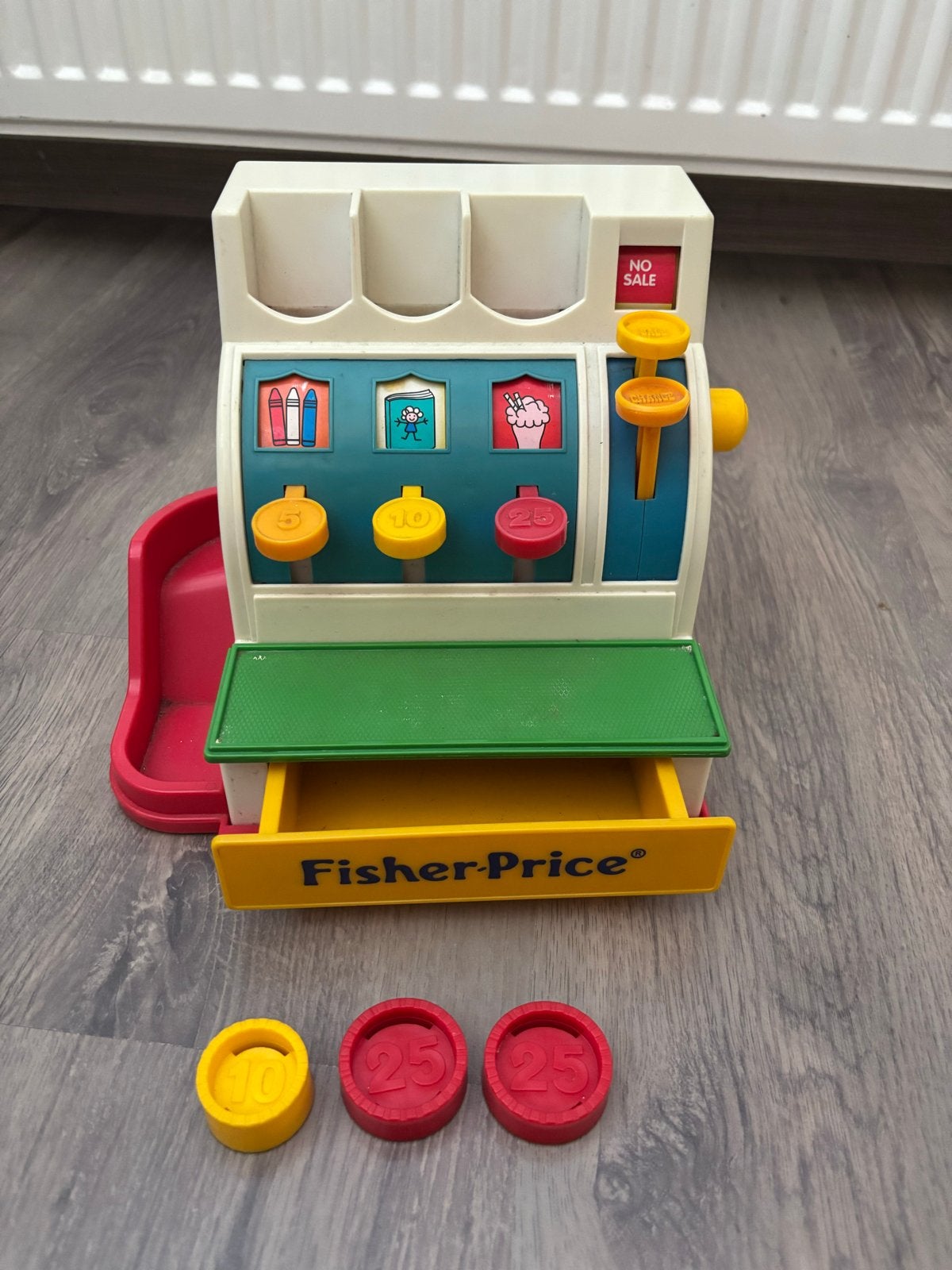 Vintage Fisher-Price Kassa, Ophalen, Gebruikt, Speelset, Met geluid