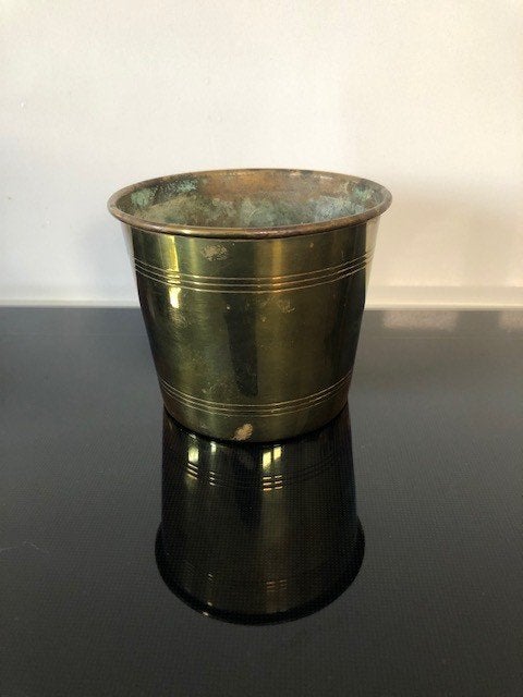 GEEL KOPEREN BLOEMPOT         3995, Antiek en Kunst, Antiek | Koper en Brons, Ophalen of Verzenden