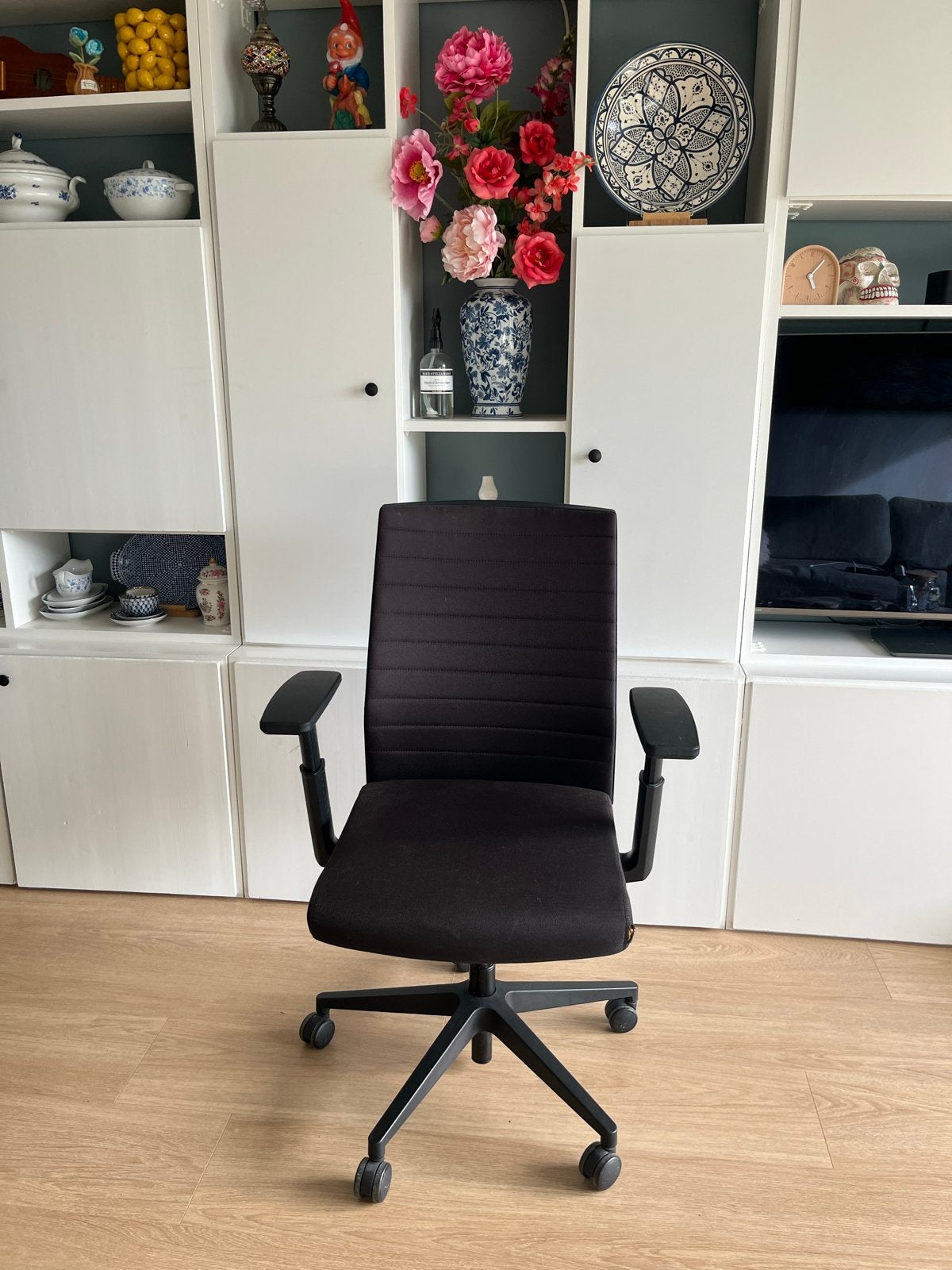 Ergonomische Bureaustoel - Verstelbare Leuning, Zitting, Arm, Zwart, Ophalen of Verzenden, Zo goed als nieuw, Bureaustoel
