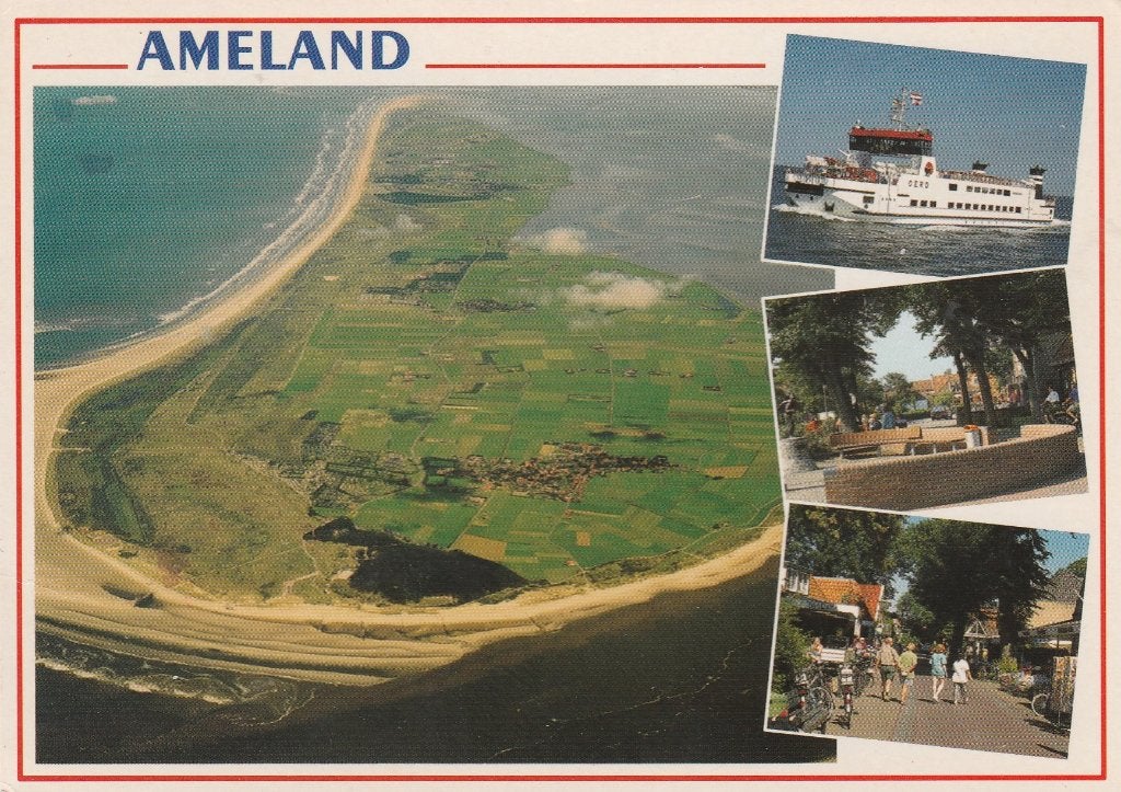 AMELAND Luchtfoto Veerboot Centrum, Verzamelen, Verzenden, 1980 tot heden, Gelopen, Waddeneilanden