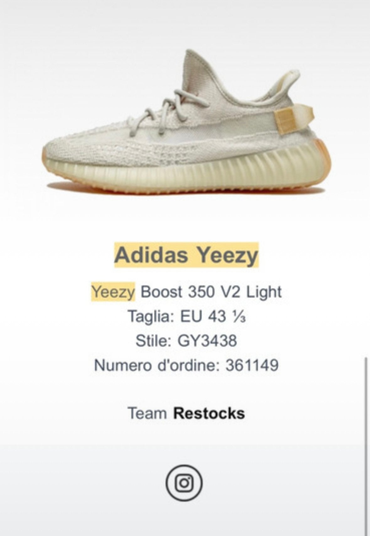 Yeezy boost 350 v2 light, Ophalen of Verzenden, Zo goed als nieuw, Overige kleuren