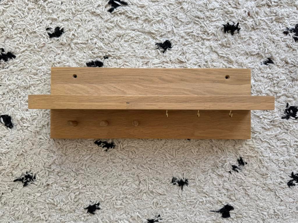 HASTVISKARE Ikea wandplank eiken met haakjes, Ophalen, Zo goed als nieuw