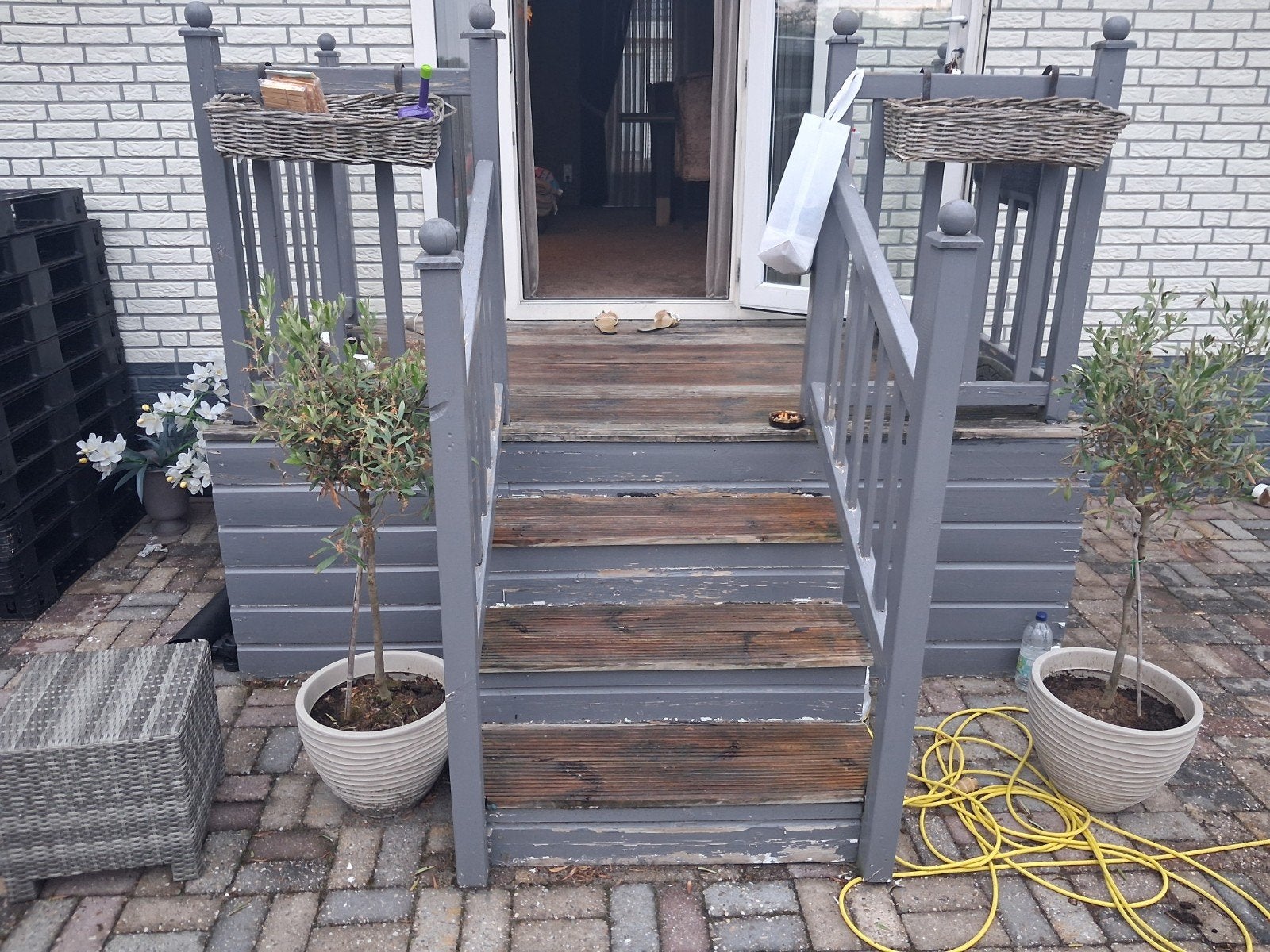 Houten vlonder met trap en balustrade, Ophalen of Verzenden, Gebruikt