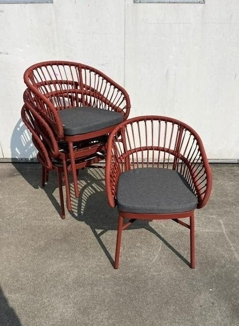 3 stuks mooie luxe outdoor horeca terras stoelen terracotta, Tuin en Terras, Ophalen, Zo goed als nieuw