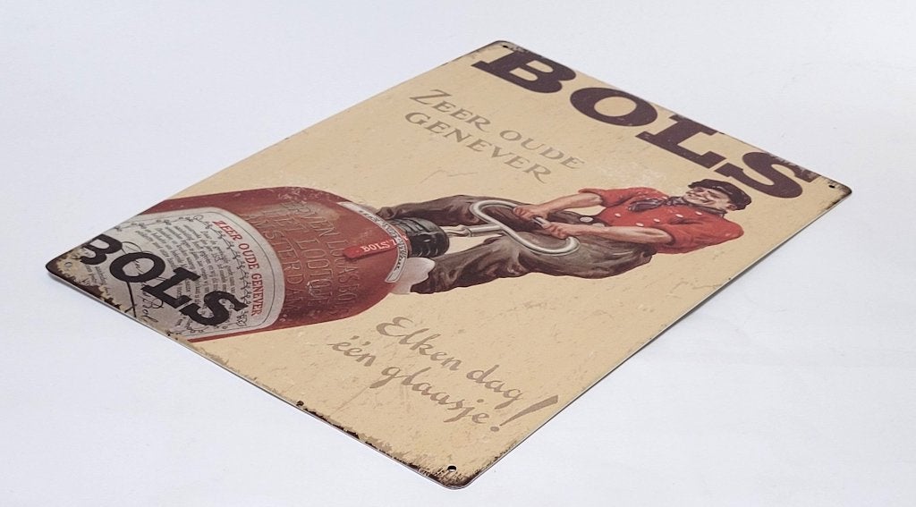 Bols Genever elke dag een glaasje reclamebord van metaal, Info@deconoord.nl, Deco Noord, Nieuw, Ophalen of Verzenden