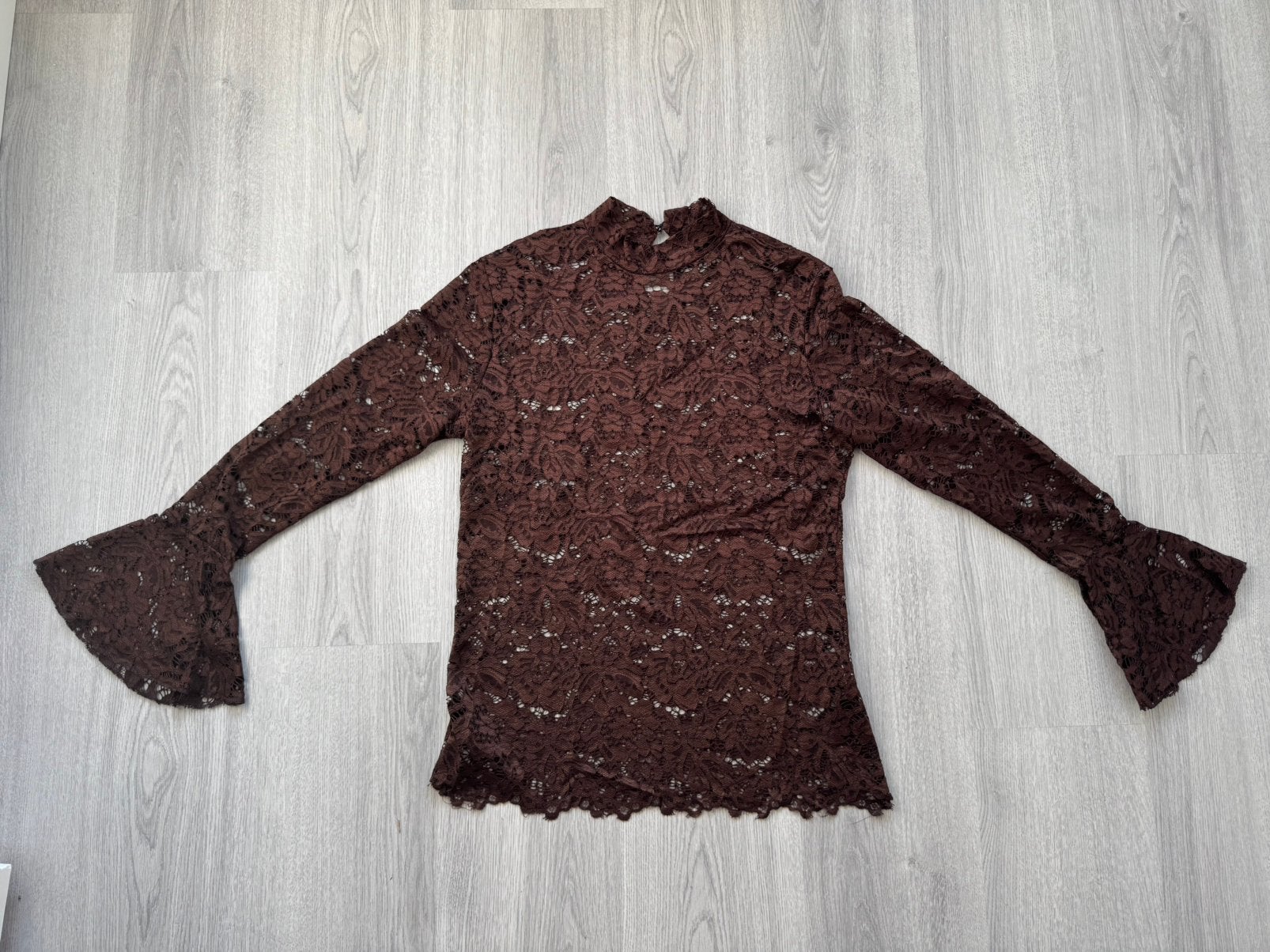 Bruine kanten top, Bruin, Maat 42/44 (L), Nieuw, Ophalen of Verzenden
