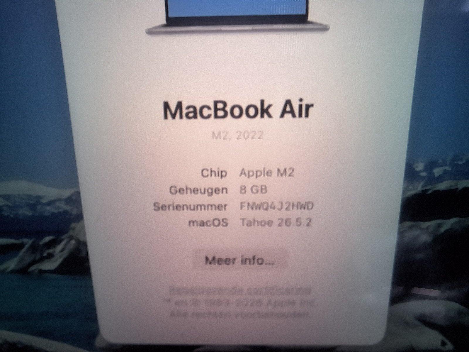 macbook air 13 8 256 116 cycli applecare 20 aug dit jaar, Ophalen, Gebruikt, 256 GB, Qwerty