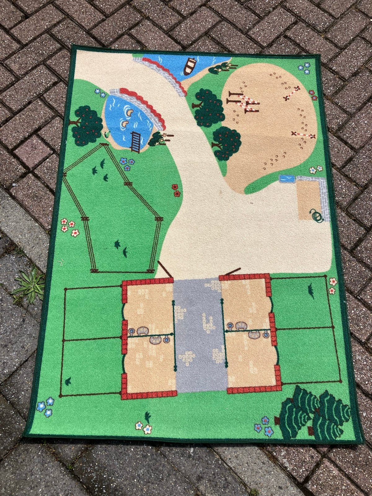 Schleich speelmat met boerderij en waterpartijen, Verzenden, Gebruikt