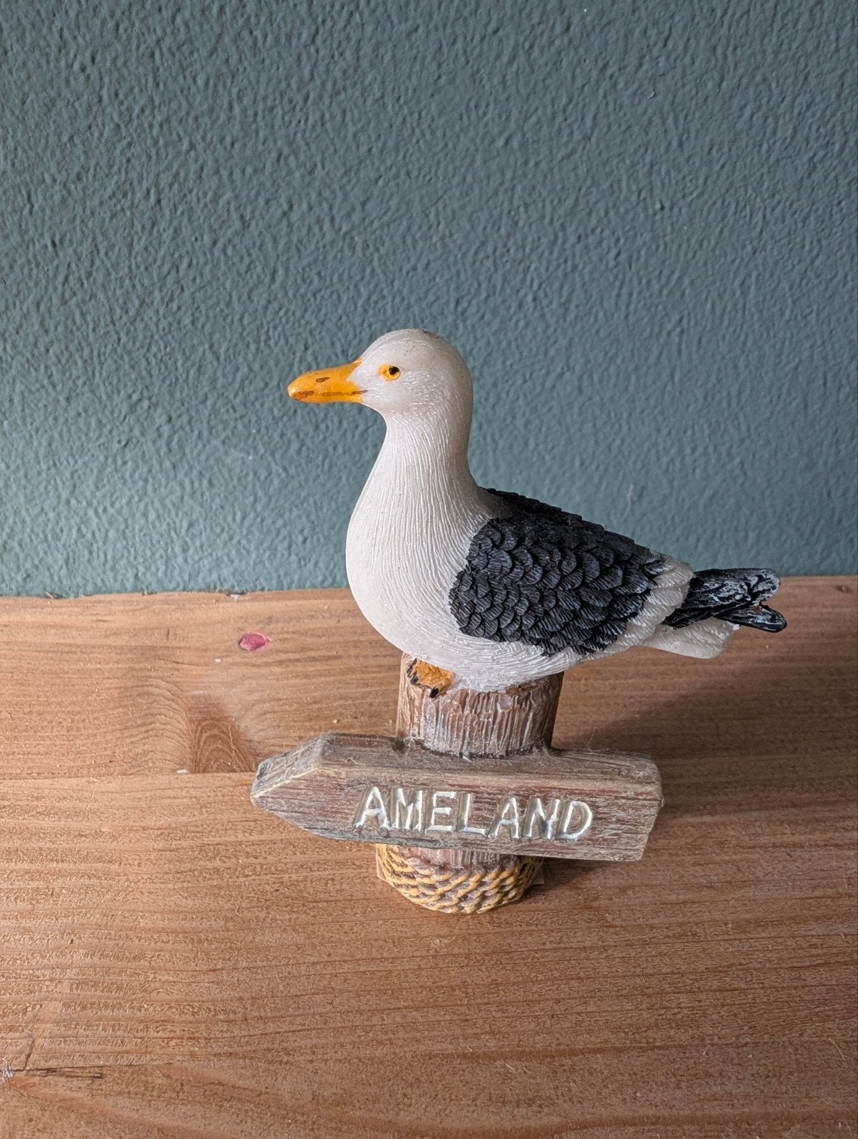 Meeuw beeldje Ameland - Decoratie vogel, Gebruikt, Meerkleurig, Overige materialen, Ophalen of Verzenden