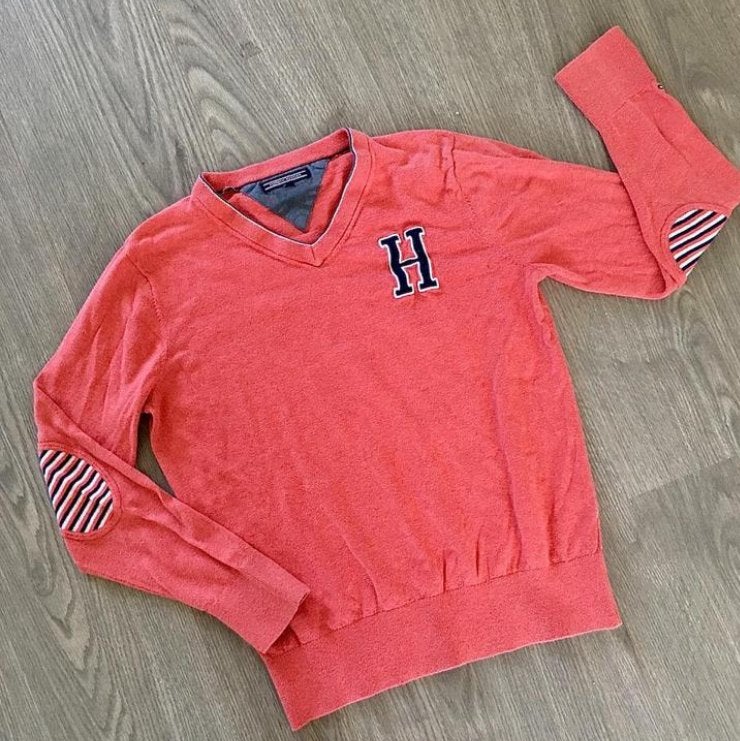 TOMMY HILFIGER Prachtige rood roze dunne trui , maat 152, Kinderen en Baby's, Kinderkleding | Maat 152, Trui of Vest, Ophalen of Verzenden