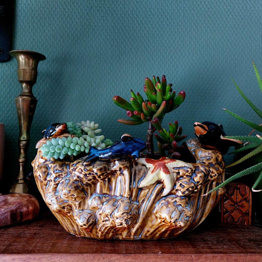 Antieke Franse Jardinière, plantenpot, dolfijnen Zeeschuim, Ophalen of Verzenden