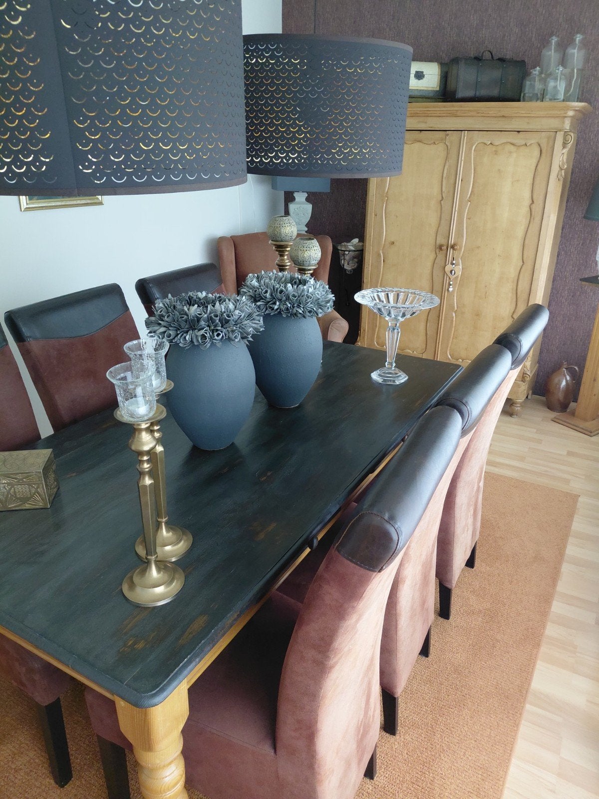 eettafel met zes stoelen, Ophalen, Gebruikt, Hout