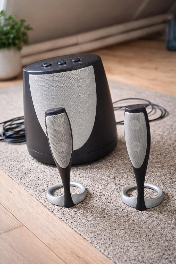 Harman Kardon speakerset met subwoofer – compleet & goed wer, Computers en Software, Pc speakers, Ophalen of Verzenden, Zo goed als nieuw