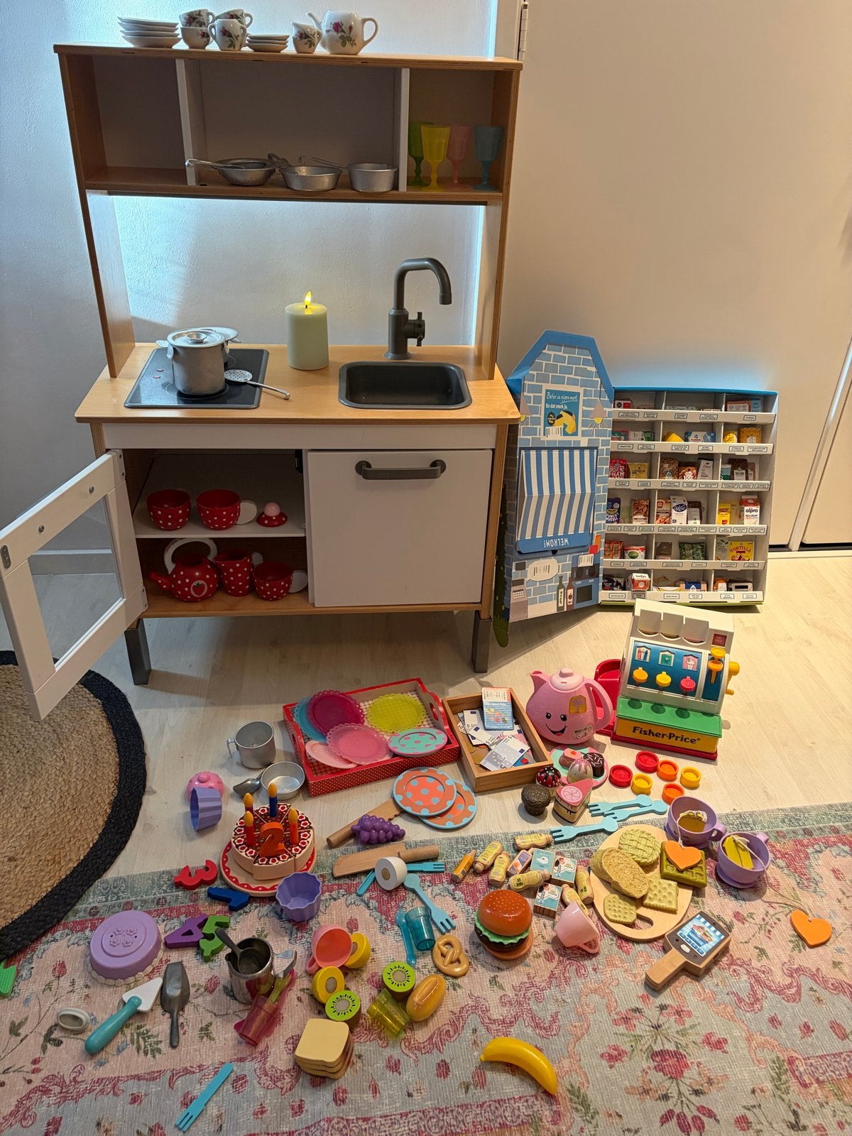 Ikea speelgoed keuken duktig compleet met kassa, supermarkt, Ophalen, Gebruikt, Jongen of Meisje