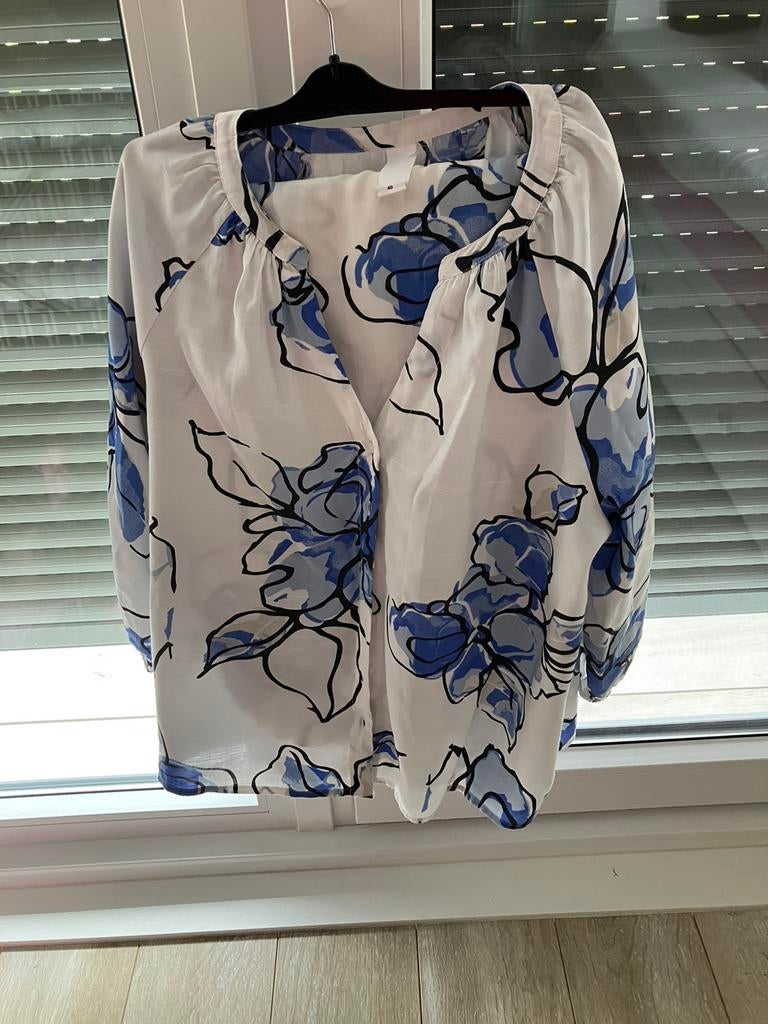 Setje broek en blouse/ 46, Ophalen of Verzenden, Zo goed als nieuw, Maat 46/48 (XL) of groter, Blauw
