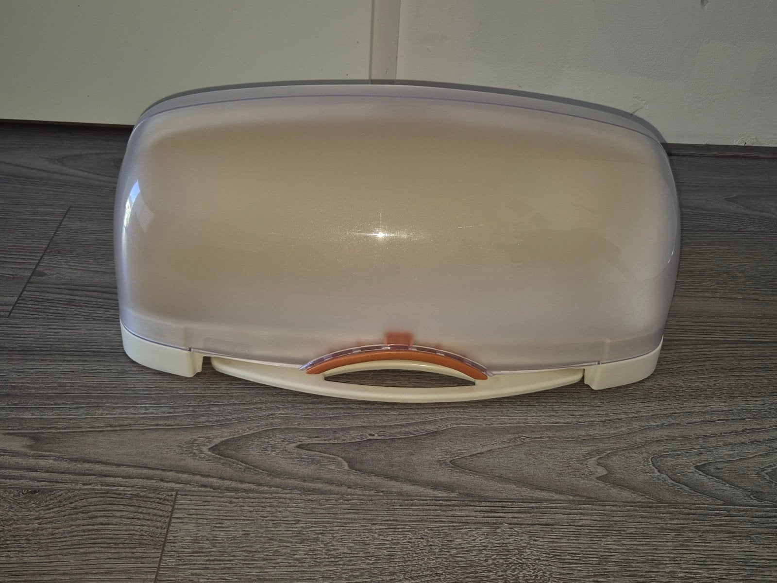 Space Age Curver broodtrommel met broodplank jaren 70, Ophalen of Verzenden, Gebruikt, Kunststof, Oranje