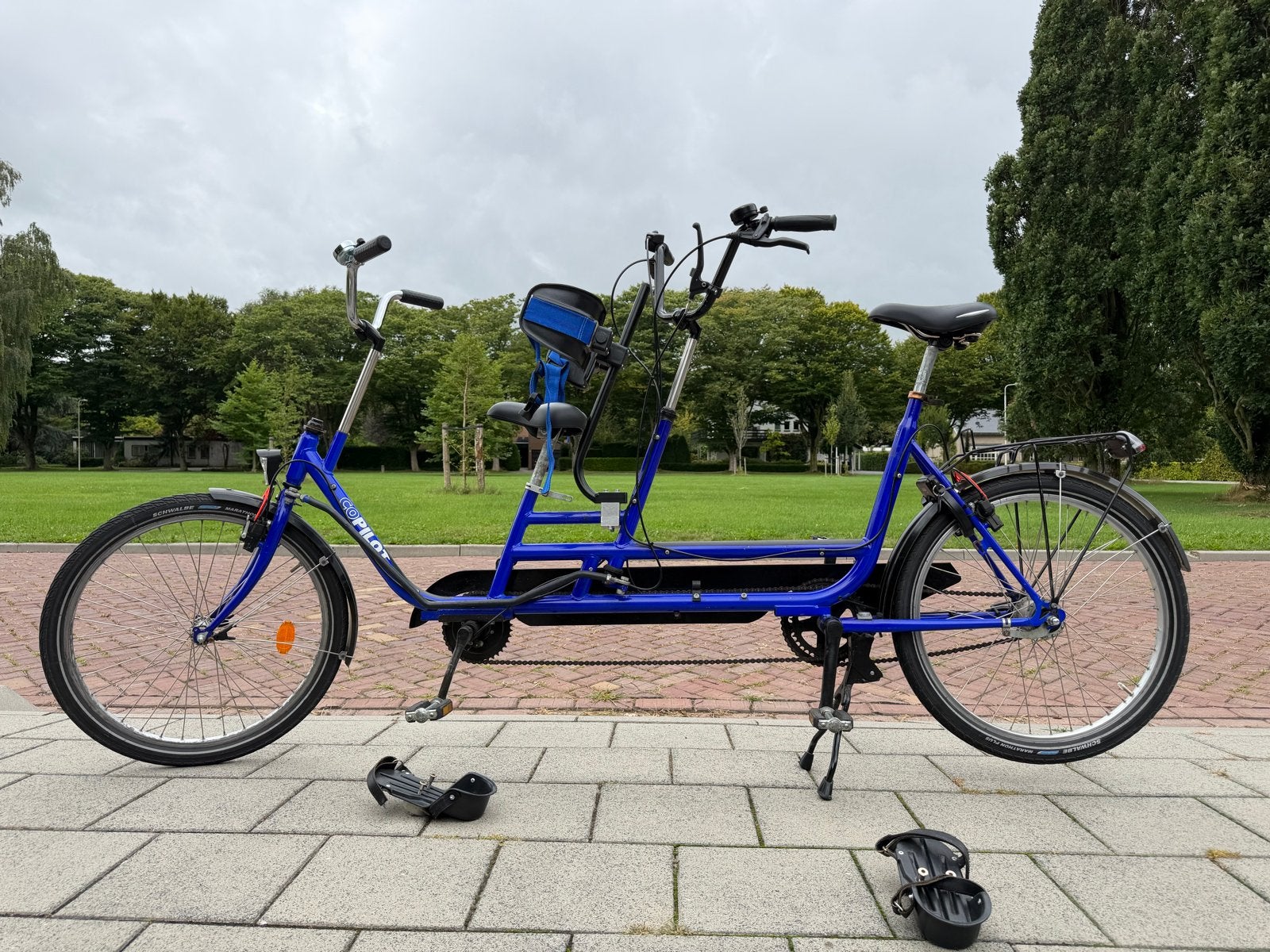 Co pilot ouder kind-tandemfiets, Fietsen en Brommers, Fietsen | Tandems, Ophalen, Minder dan 10 versnellingen, Gebruikt, Minder dan 49 cm