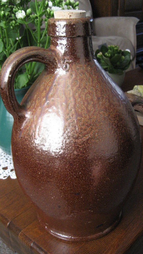 Antieke geglazuurde aardewerk kruik no.5, Ophalen, Gebruikt, Bruin, Steen/keramiek